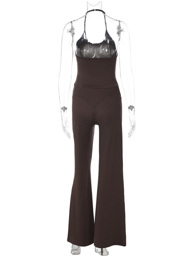 Joskaa Backless Halter High Waist Flare Two Piece Set - two piece set image 4