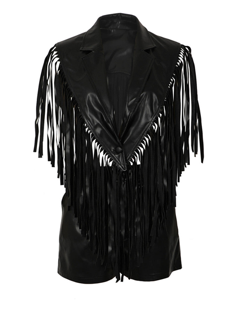 Joskaa Faux Leather Backless Two Piece Set - two piece set image 4