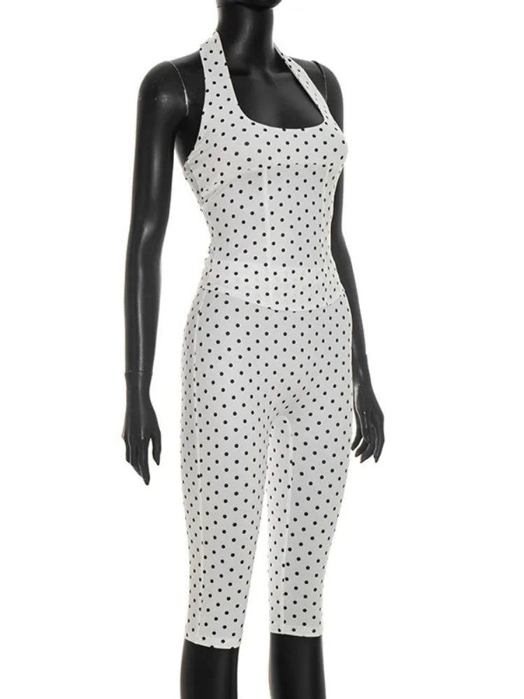 Joskaa Polka Dot Backless Halter Two Piece Set - two piece set image 3
