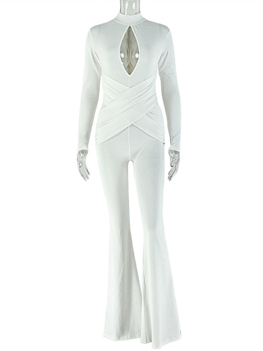 Joskaa Ruched Zip Up Long Sleeve Bodycon Romper - romper image 2