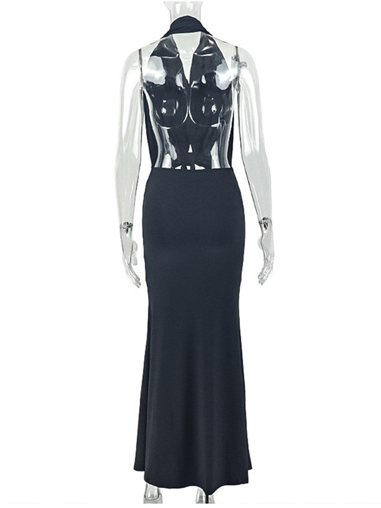 Joskaa Ruched Backless Halter Bodycon Dress - bodycon dress image 4