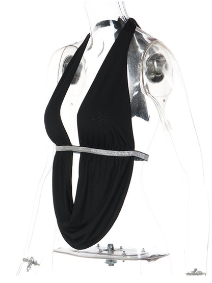 Joskaa Lace Backless Halter Top Black Camis Trend - top image 3