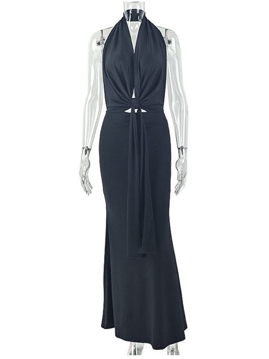 Joskaa Ruched Backless Halter Bodycon Dress - bodycon dress image 2