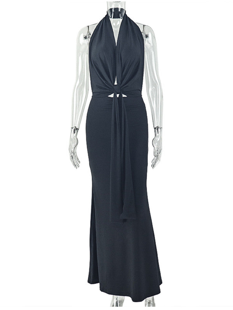 Joskaa Ruched Backless Halter Bodycon Dress - bodycon dress image 2