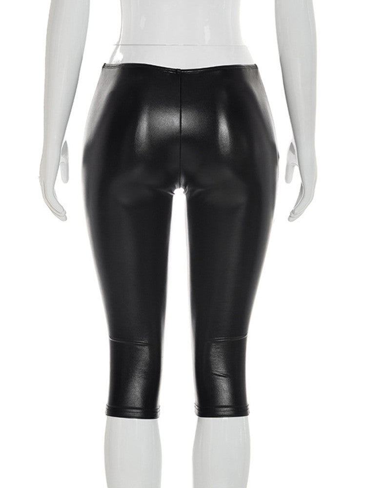 Joskaa Crop Bodycon Pants All Match Bronzing - pants image 4