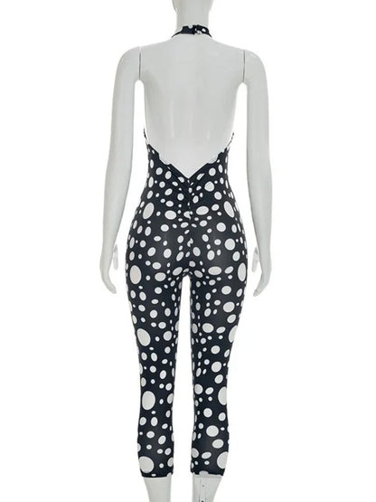 Joskaa Polka Dot Ruched Backless Halter Romper - romper image 5