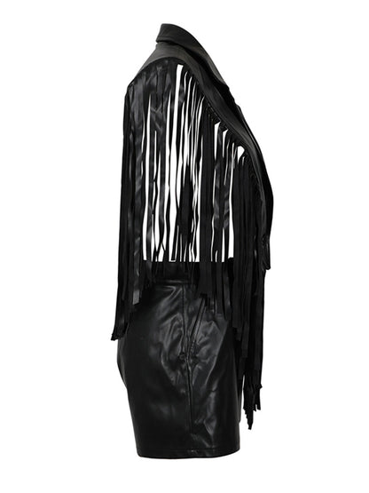 Joskaa Faux Leather Backless Two Piece Set - two piece set image 3