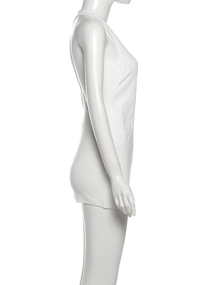 Joskaa Ribbed Knit Backless Halter Sleeveless Mini Dress - mini dress image 3