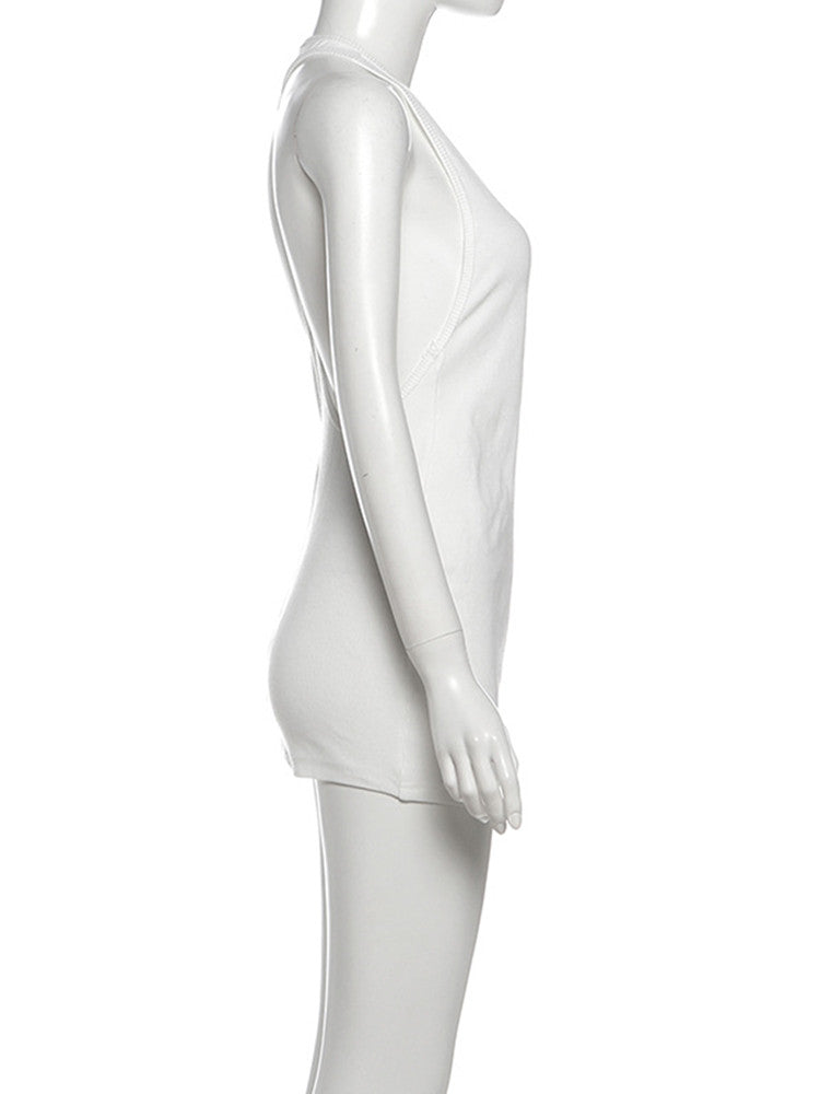 Joskaa Ribbed Knit Backless Halter Sleeveless Mini Dress - mini dress image 3