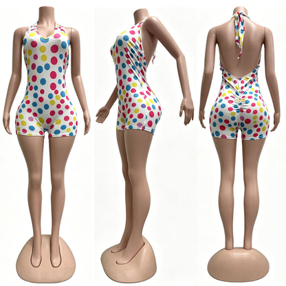 Joskaa Polka Dot Backless Halter Sleeveless Romper - romper image 7