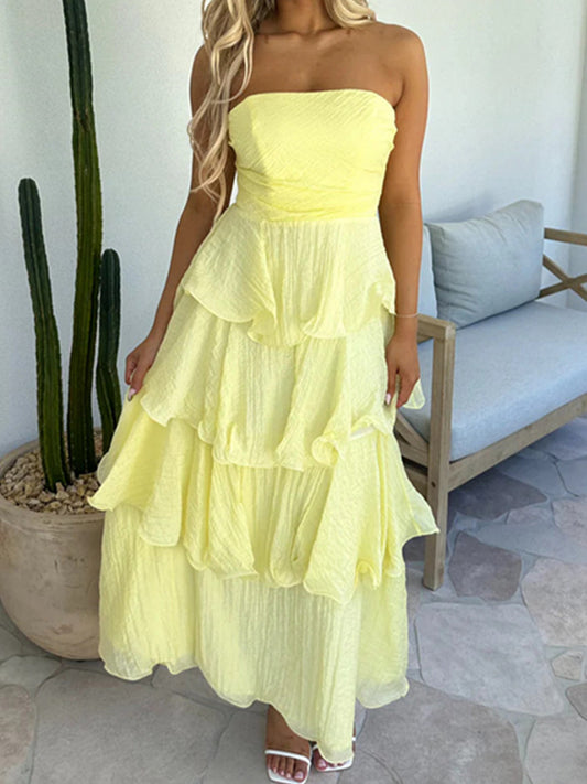 Joskaa Ruched Strapless Sleeveless Bodycon Maxi Dress - maxi dress image 1