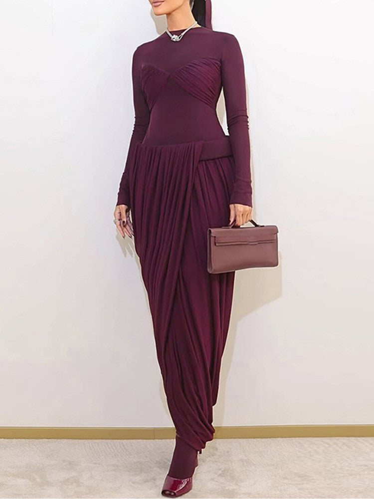 Joskaa Mesh Ruched Long Sleeve Bodycon Dress - dress image 1