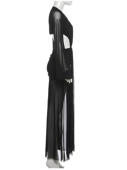 Joskaa Mesh Long Sleeve Bodycon Maxi Dress - maxi dress image 3
