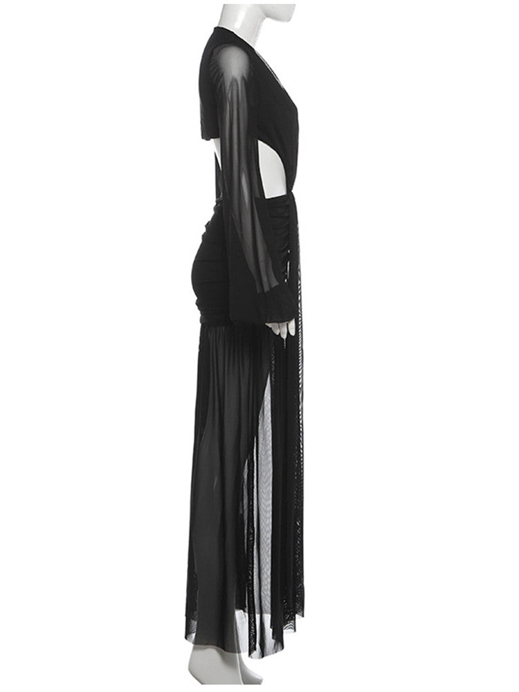Joskaa Mesh Long Sleeve Bodycon Maxi Dress - maxi dress image 3