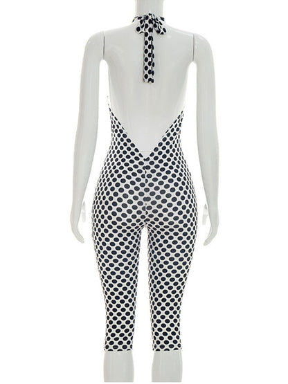 Joskaa Polka Dot Backless Halter Crop Romper - romper image 4