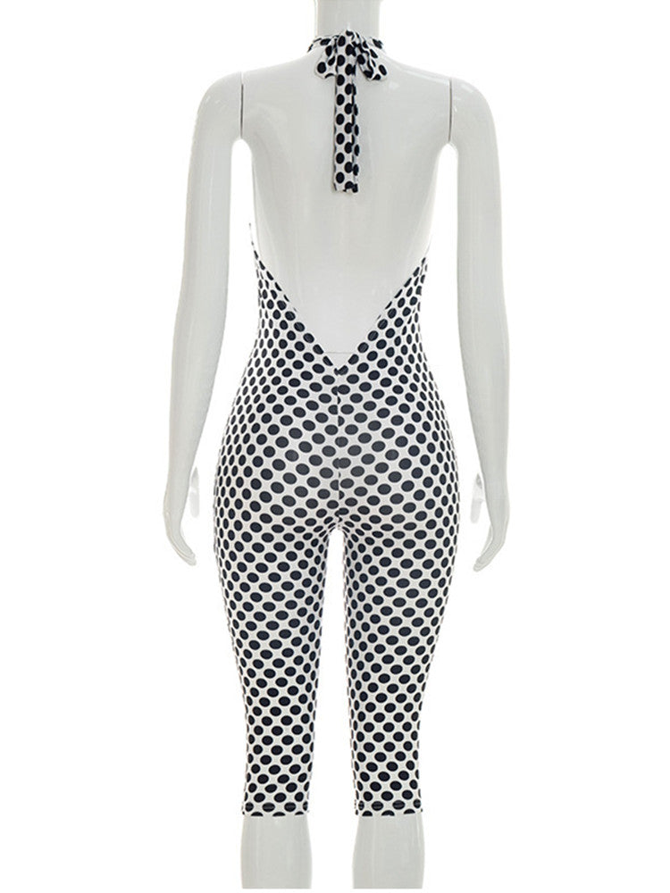 Joskaa Polka Dot Backless Halter Crop Romper - romper image 4