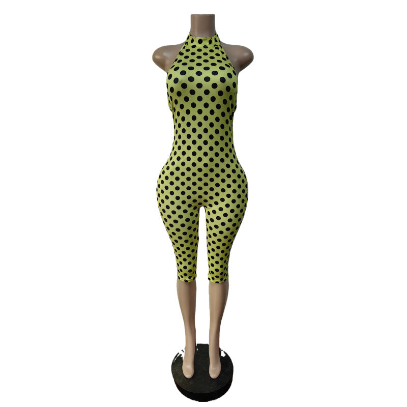Joskaa Polka Dot Backless Halter Sleeveless Romper - romper image 6