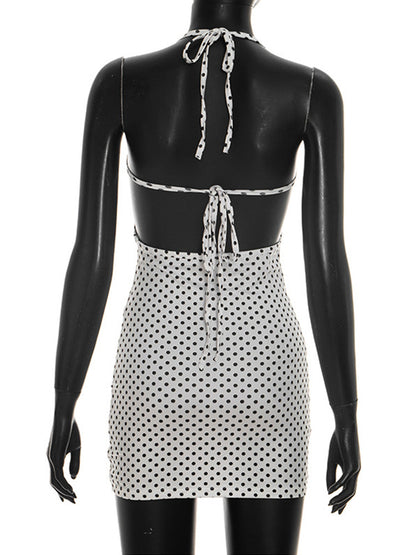 Joskaa Polka Dot Backless Halter Sleeveless Mini Dress - mini dress image 4