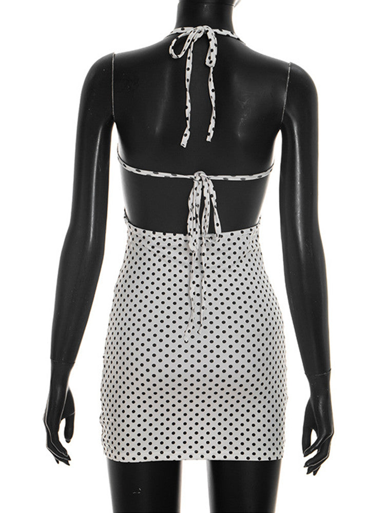 Joskaa Polka Dot Backless Halter Sleeveless Mini Dress - mini dress image 4