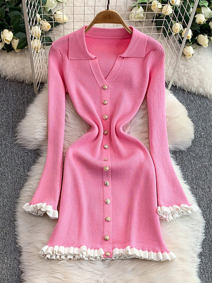 Joskaa Ribbed Knit Long Sleeve Bodycon Mini Dress - mini dress image 2
