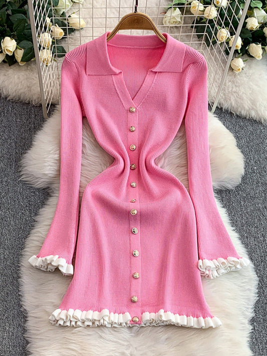 Joskaa Ribbed Knit Long Sleeve Bodycon Mini Dress - mini dress image 2