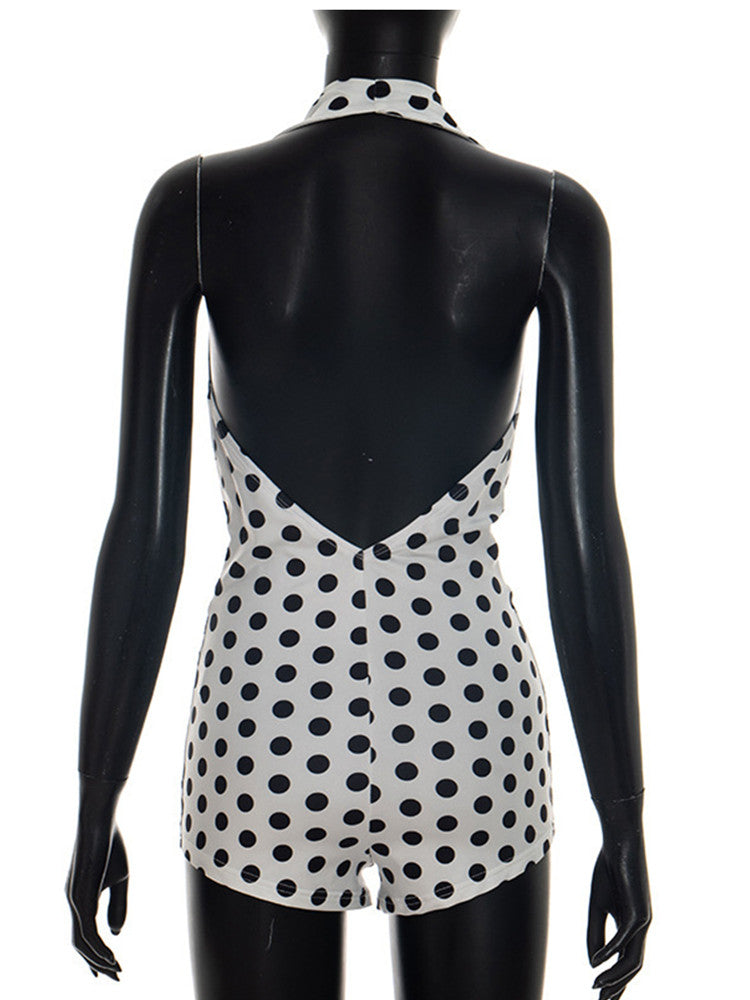 Joskaa Polka Dot Backless Halter Sleeveless Romper - romper image 4