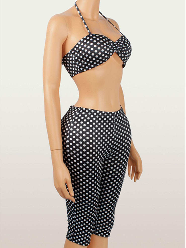 Joskaa Polka Dot Halter Two Piece Set - two piece set image 3