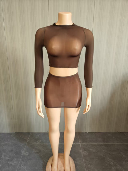 Joskaa Long Sleeve Crop Mini Two Piece Set - two piece set image 8
