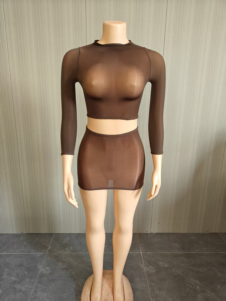 Joskaa Long Sleeve Crop Mini Two Piece Set - two piece set image 8