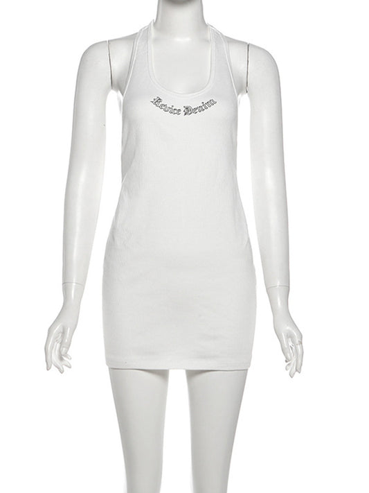 Joskaa Ribbed Knit Backless Halter Sleeveless Mini Dress - mini dress image 2