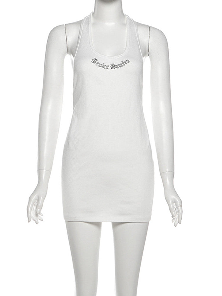 Joskaa Ribbed Knit Backless Halter Sleeveless Mini Dress - mini dress image 2