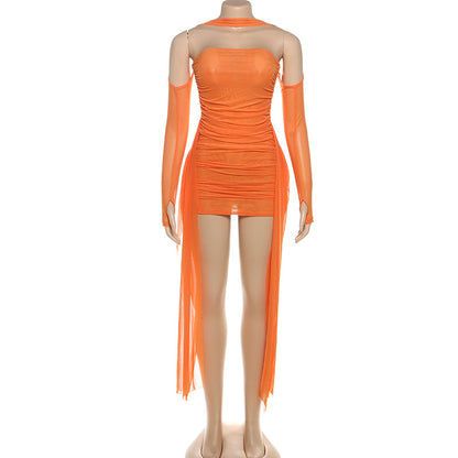 Joskaa Mesh Ruched Strapless Mini Two Piece Set - two piece set image 10