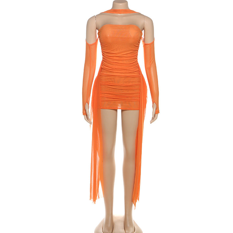 Joskaa Mesh Ruched Strapless Mini Two Piece Set - two piece set image 10