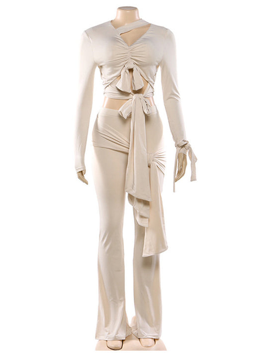 Joskaa Long Sleeve Crop Flare Two Piece Set - two piece set image 2