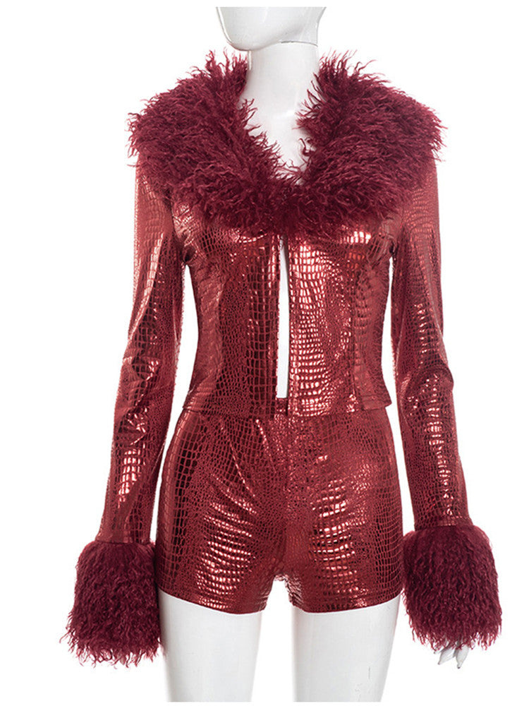 Joskaa Snake Print Long Sleeve Crop Two Piece Set - two piece set image 2