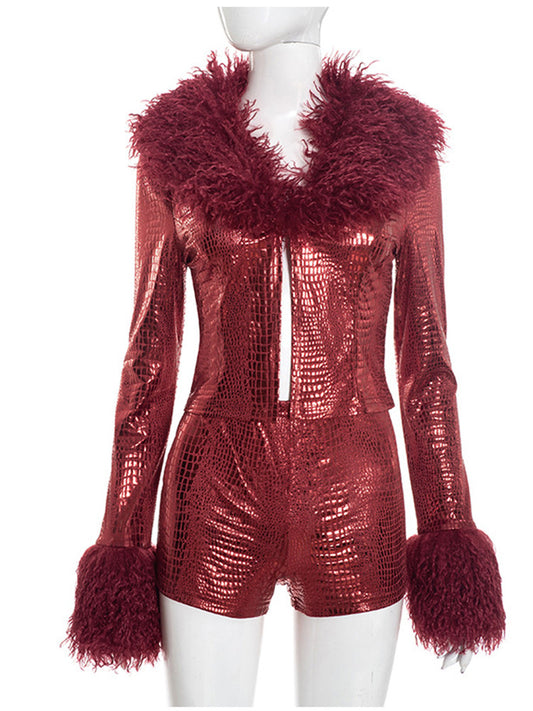 Joskaa Snake Print Long Sleeve Crop Two Piece Set - two piece set image 2