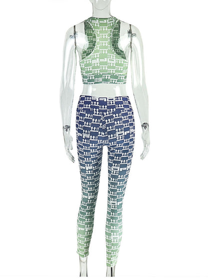 Joskaa Crop Bodycon Two Piece Set Arrow Print Hollow - two piece set image 4