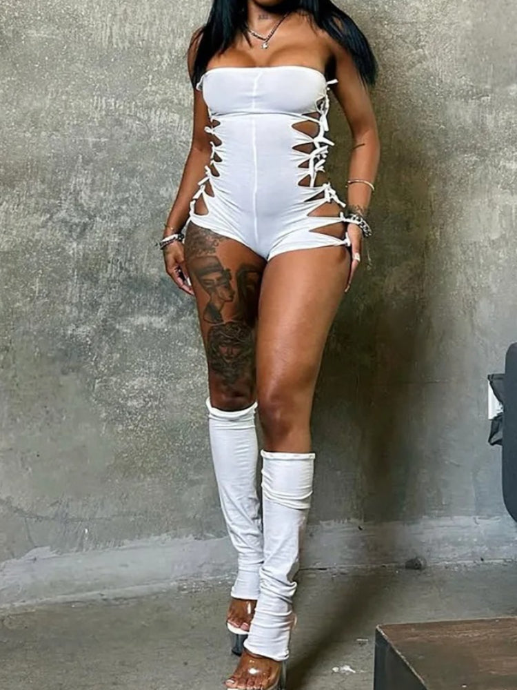 Joskaa Strapless Two Piece Set Hipster Hollow Bandage - two piece set image 1