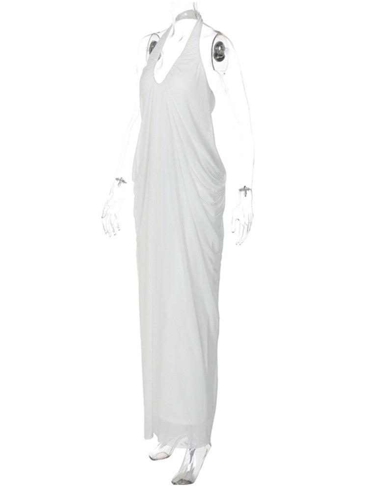 Joskaa Mesh Backless Halter Sleeveless Maxi Dress - maxi dress image 3