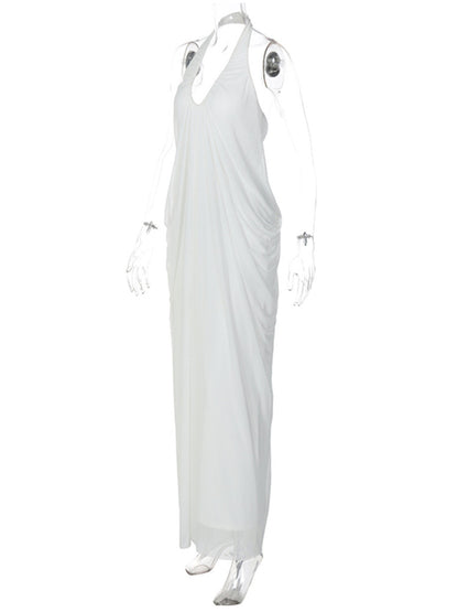 Joskaa Mesh Backless Halter Sleeveless Maxi Dress - maxi dress image 3