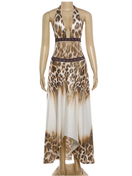 Joskaa Leopard Print Backless Halter Sleeveless Dress - dress image 2