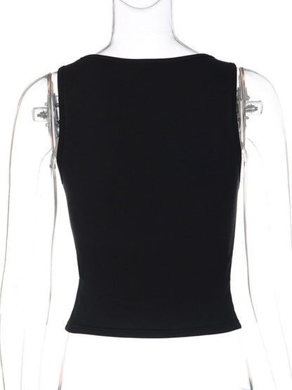 Joskaa Rhinestone Ribbed Knit Sleeveless Crop Top - top image 4