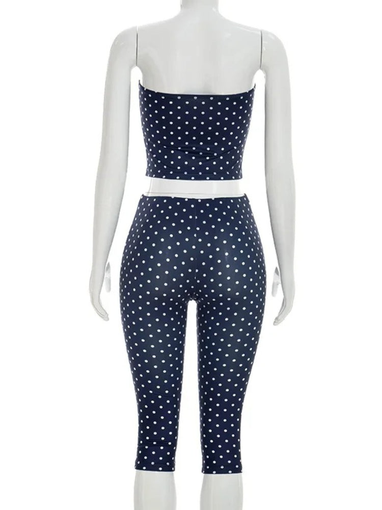 Joskaa Polka Dot Strapless Crop Two Piece Set - two piece set image 4