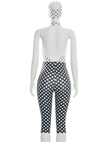 Joskaa Polka Dot Backless Halter Bodycon Romper - romper image 4