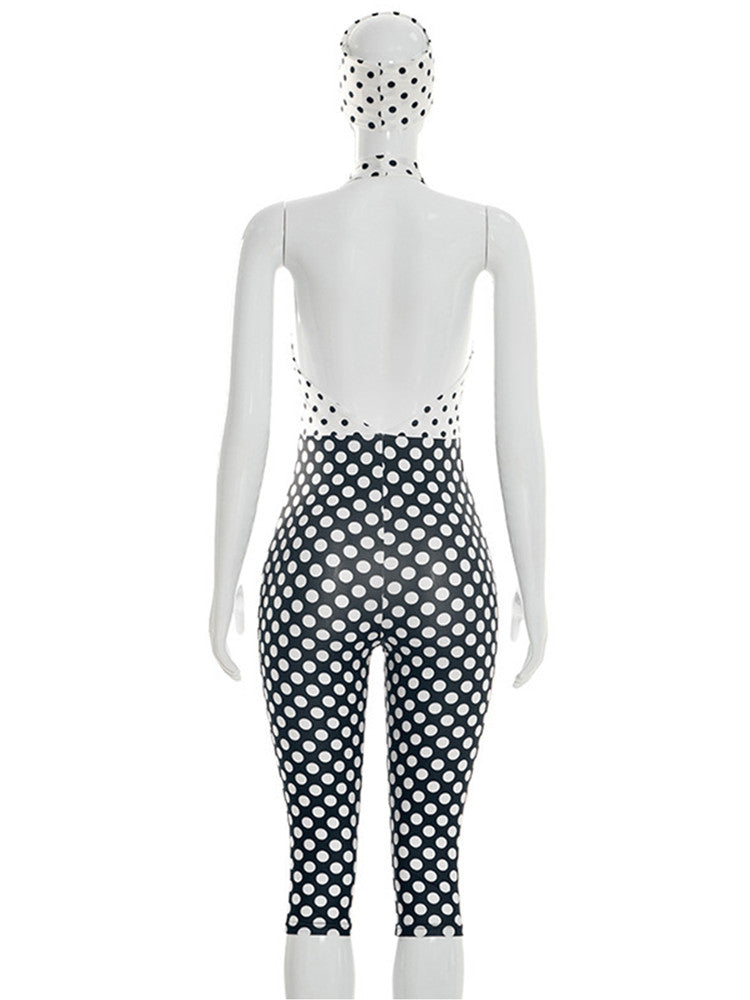 Joskaa Polka Dot Backless Halter Bodycon Romper - romper image 4