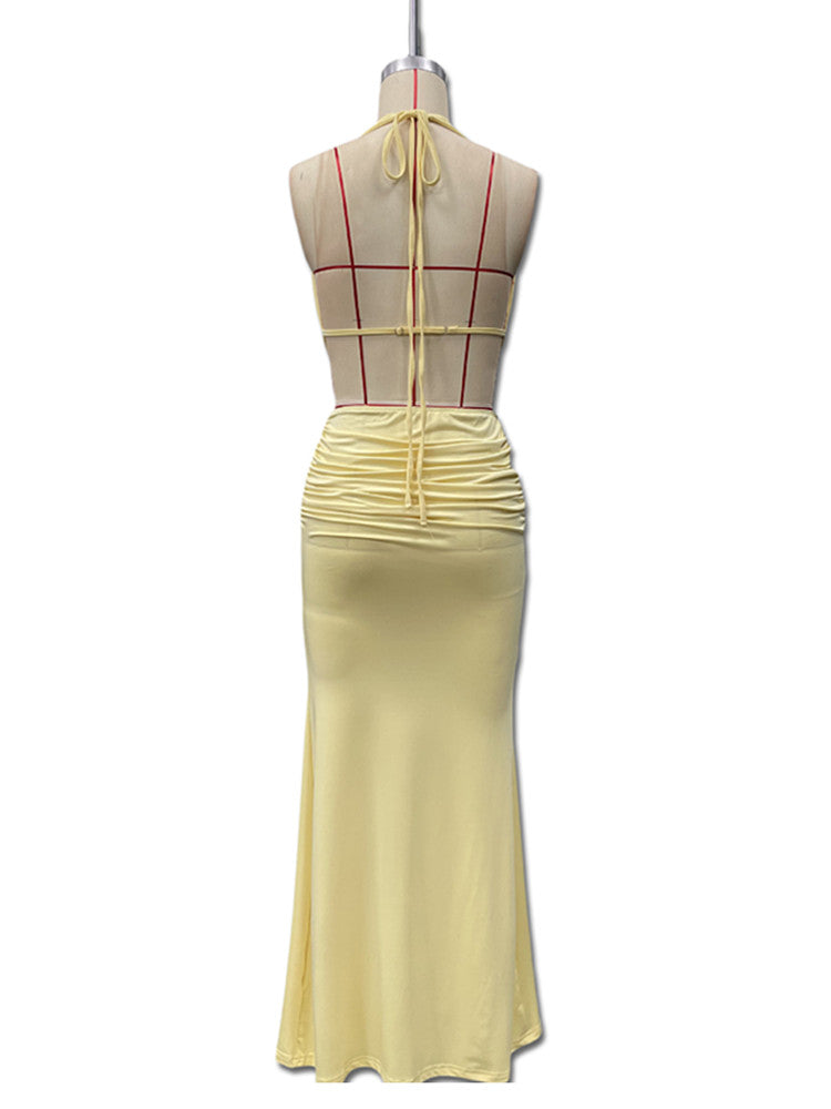 Joskaa Backless Halter Crop Bodycon Two Piece Set - two piece set image 4