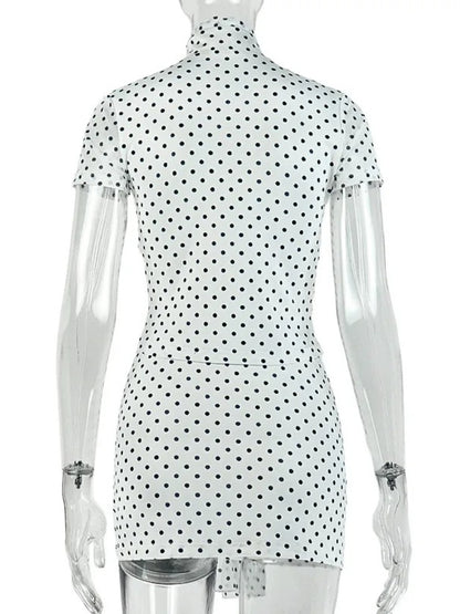 Joskaa Polka Dot Short Sleeve Crop Mini Two Piece Set - two piece set image 4