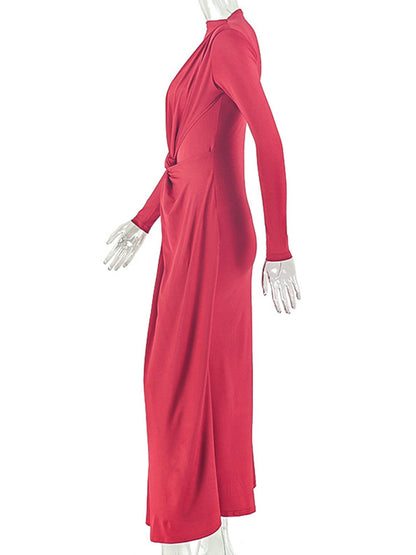 Joskaa Ruched Long Sleeve Bodycon Maxi Dress - maxi dress image 3