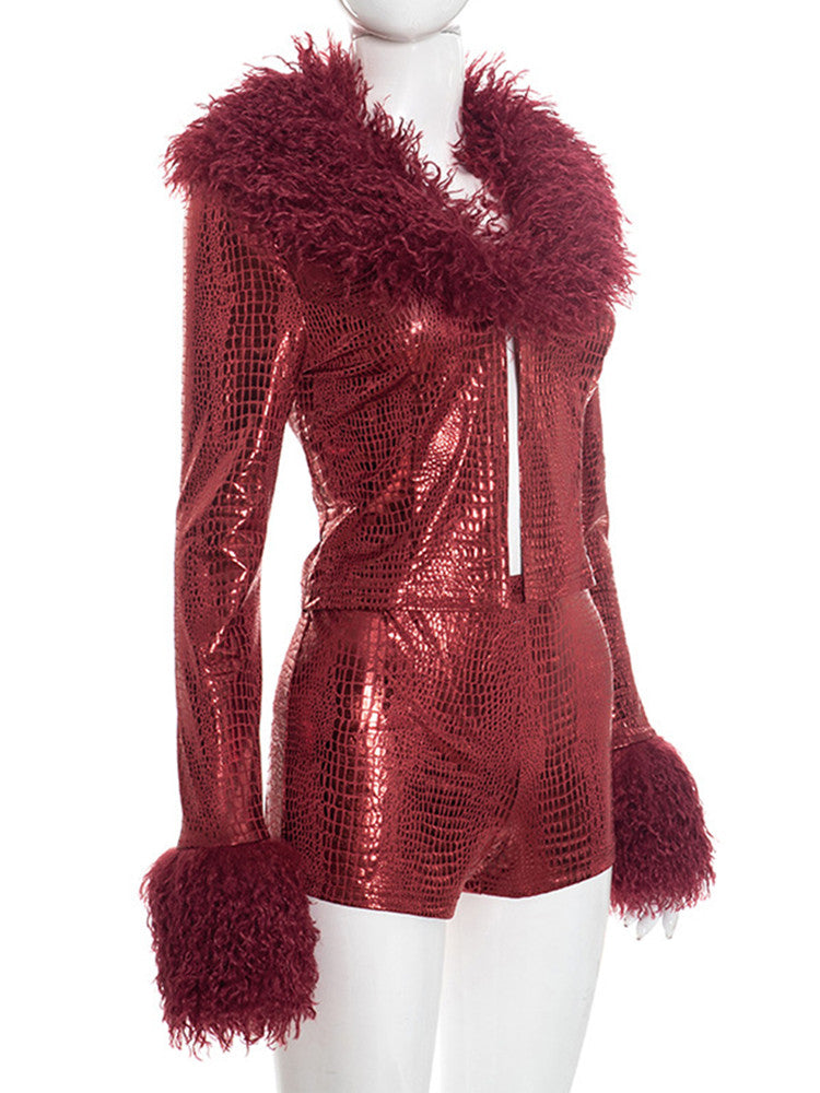 Joskaa Snake Print Long Sleeve Crop Two Piece Set - two piece set image 3