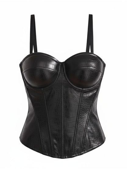 Joskaa Faux Leather Two Piece Set Corset Top with - two piece set image 2